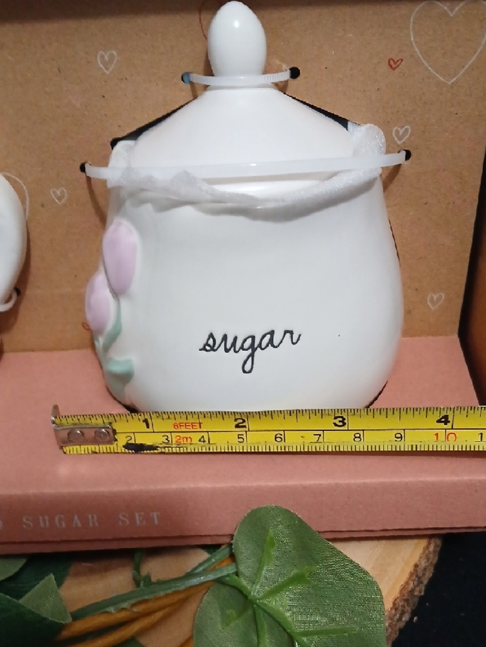 Rae Dunn Cream and Sugar Ceramic Set with Pink Floral Accents NIB - Picture 12 of 12